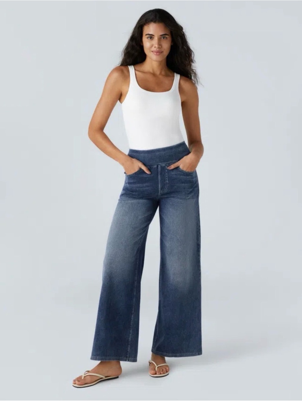 Halara Flex™ Denim High-waisted Wide-leg Casual Jeans with Pockets